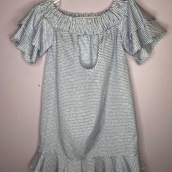 Striped blue and white off the shoulder dress - Picture 3 of 3